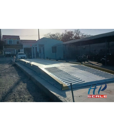 Cân ô tô 60T kiểu móng nổi hai bờ dốc sắt mạ kẽm